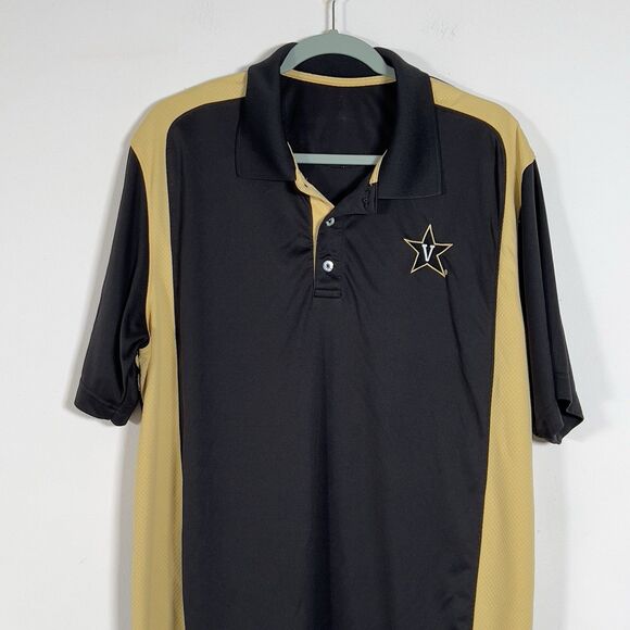 Vanderbilt Commodors Performance Polo Shirt Mens Sz XL Black Mustard - Picture 2 of 9